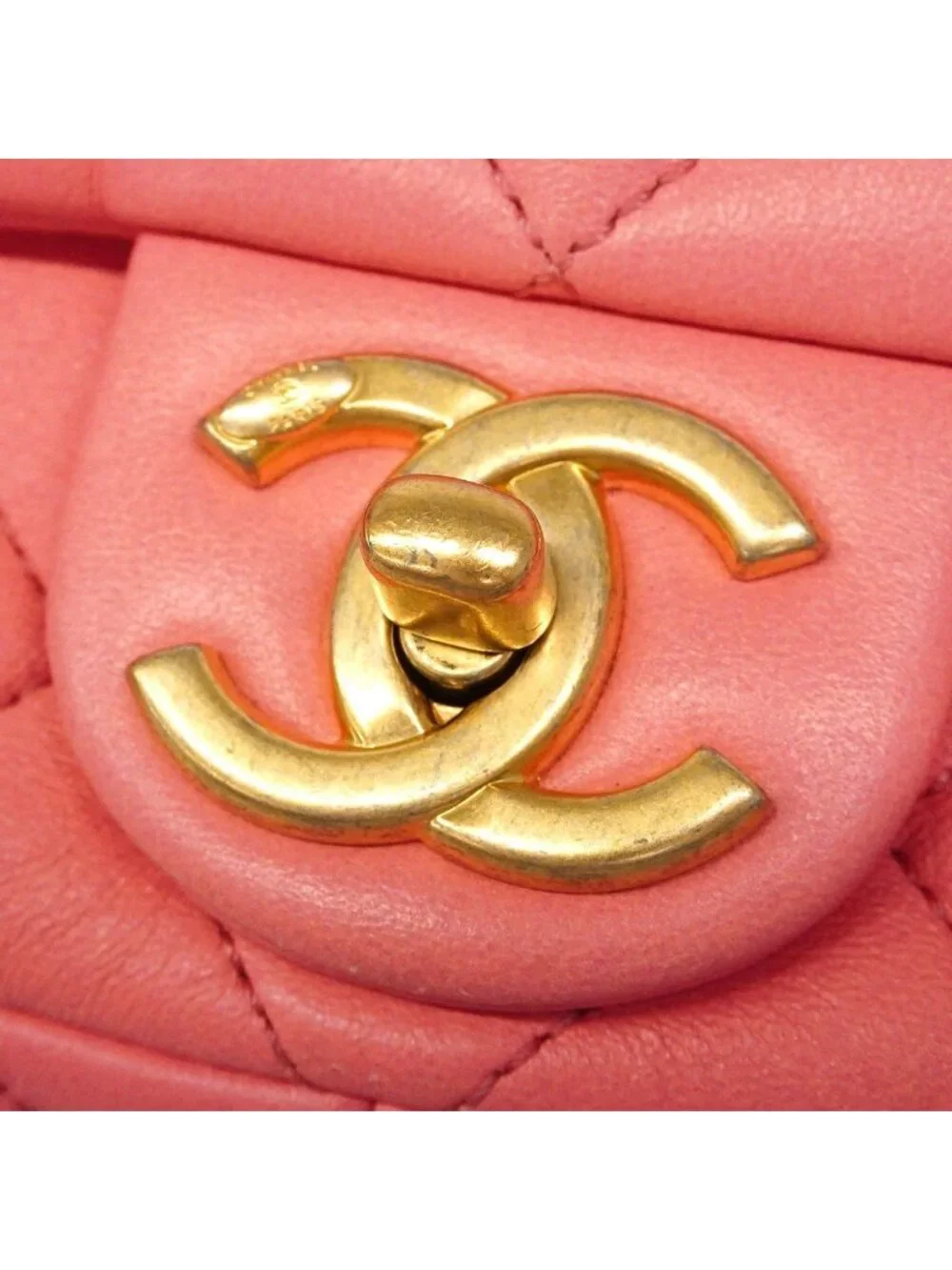 Chanel Shoulder Bag Quilted Lambskin Pink Gold
